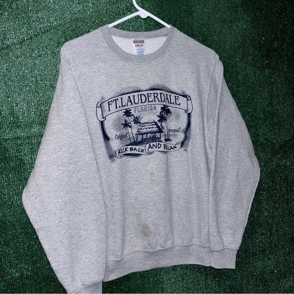 vintage Y2K Ft. Lauderdale Florida Gray Crewneck Sweatshirt S Tourist FL